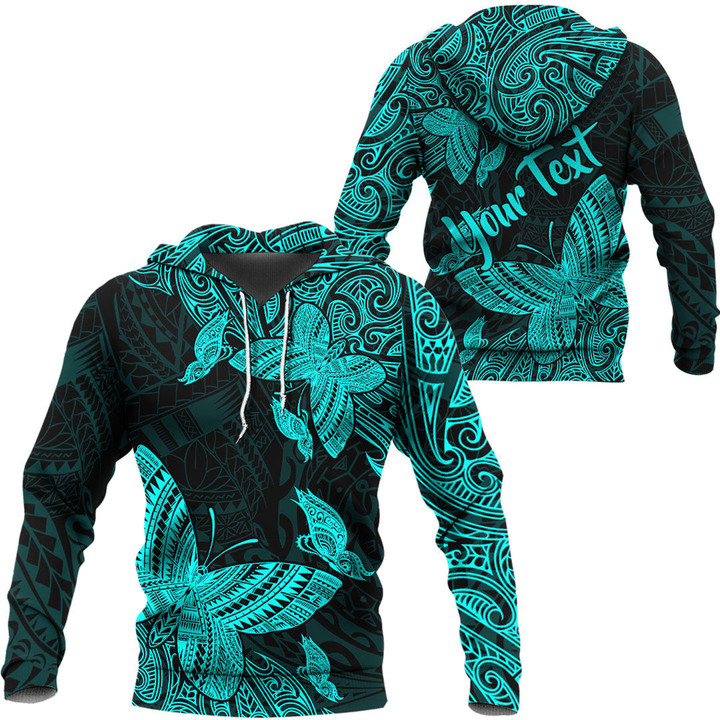 RugbyLife Hoodie - (Custom) Polynesian Tattoo Style Butterfly Special Version - Cyan Version A7 | RugbyLife