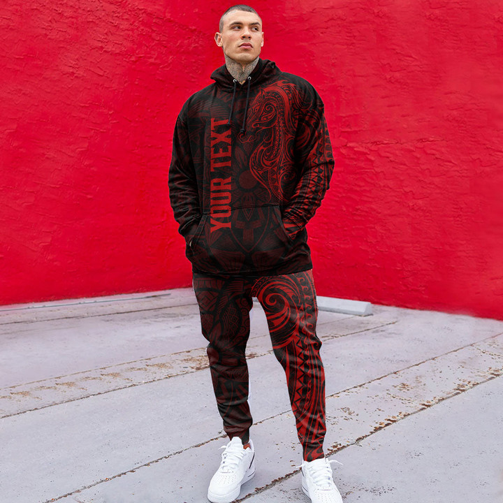 RugbyLife Clothing - (Custom) Polynesian Tattoo Style Horse - Red Version Hoodie and Joggers Pant A7 | RugbyLife