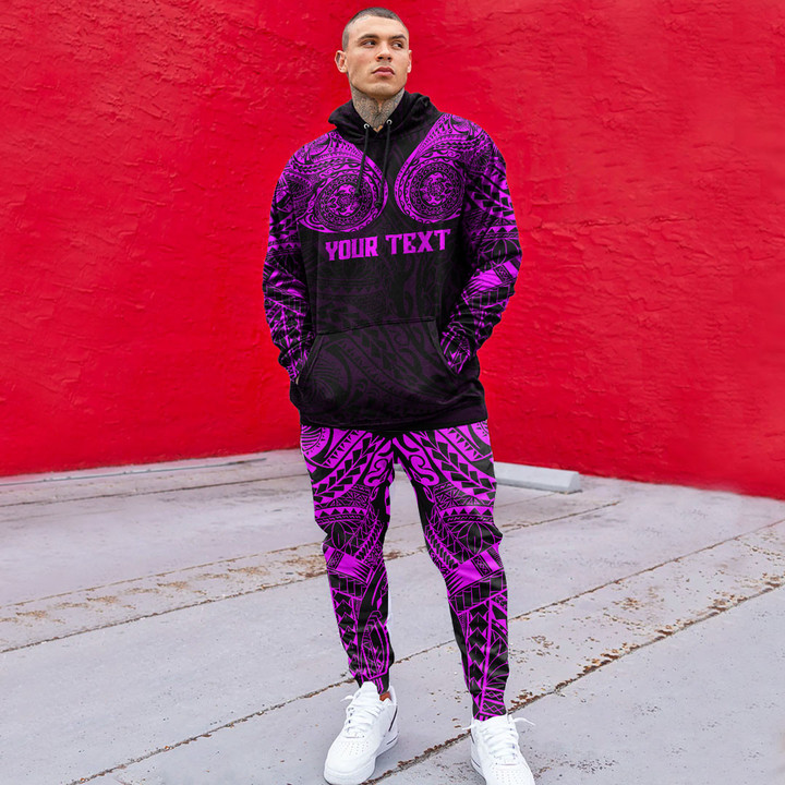 RugbyLife Clothing - (Custom) Polynesian Tattoo Style - Pink Version Hoodie and Joggers Pant A7 | RugbyLife