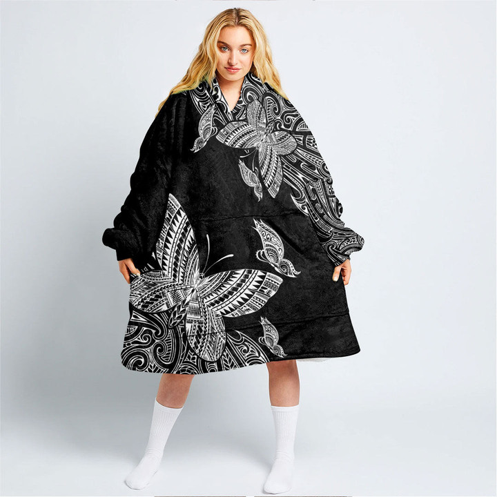RugbyLife Clothing - (Custom) Polynesian Tattoo Style Butterfly Special Version Snug Hoodie A7 | RugbyLife