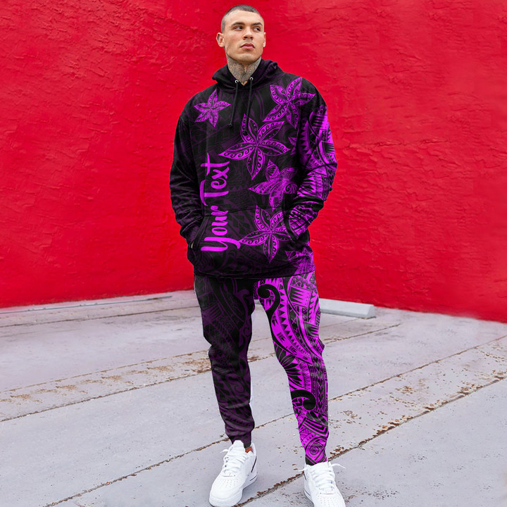 RugbyLife Clothing - (Custom) Polynesian Tattoo Style - Pink Version Hoodie and Joggers Pant A7 | RugbyLife