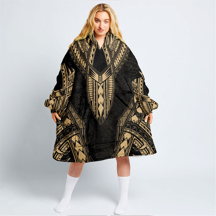 RugbyLife Clothing - Polynesian Tattoo Style - Gold Version Snug Hoodie A7 | RugbyLife