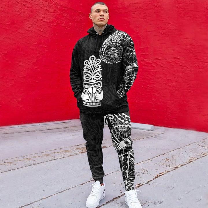RugbyLife Clothing - Polynesian Tattoo Style Tiki Hoodie and Joggers Pant A7 | RugbyLife
