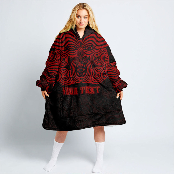 RugbyLife Clothing - (Custom) Polynesian Tattoo Style Maori Traditional Mask - Red Version Snug Hoodie A7 | RugbyLife