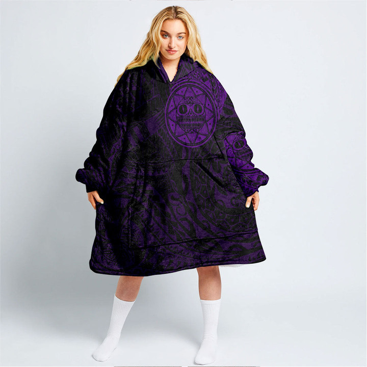 RugbyLife Clothing - Polynesian Tattoo Style Sun - Purple Version Snug Hoodie A7 | RugbyLife