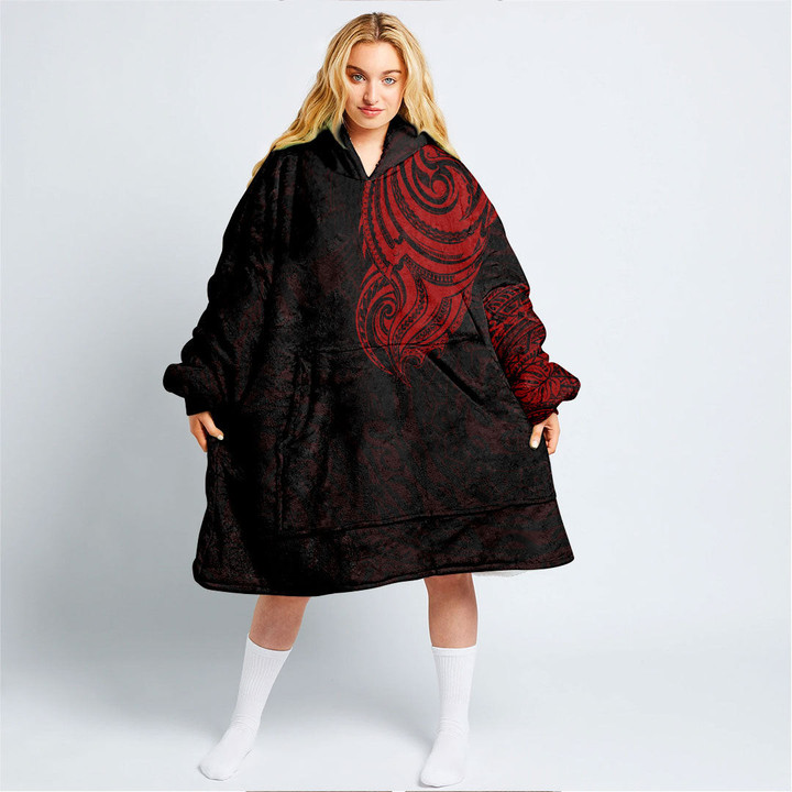 RugbyLife Clothing - Polynesian Tattoo Style - Red Version Snug Hoodie A7 | RugbyLife