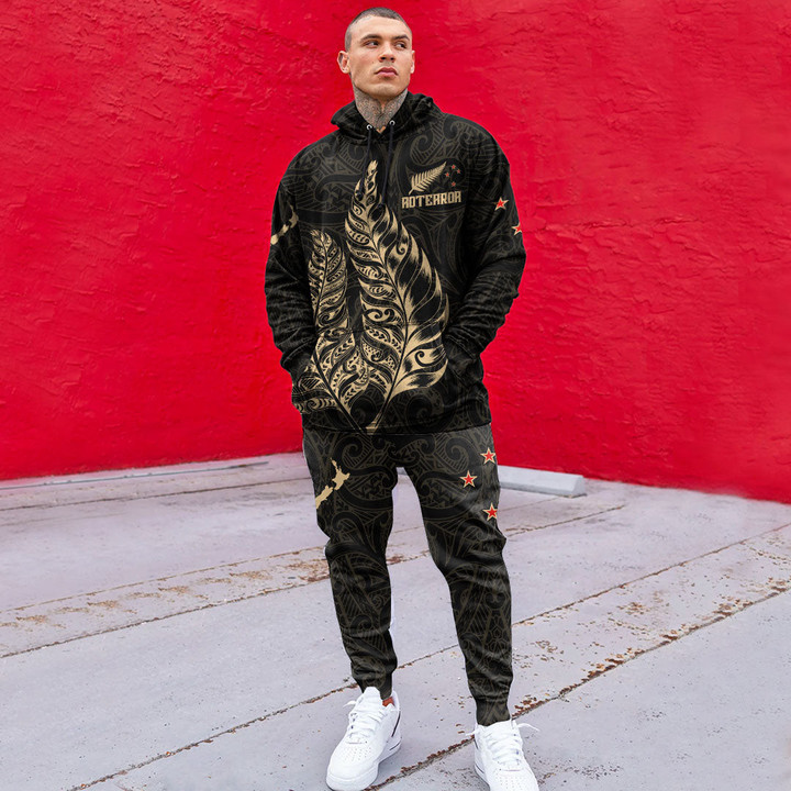 RugbyLife Clothing - New Zealand Aotearoa Maori Silver Fern New - Gold Version Hoodie and Joggers Pant A7 | RugbyLife