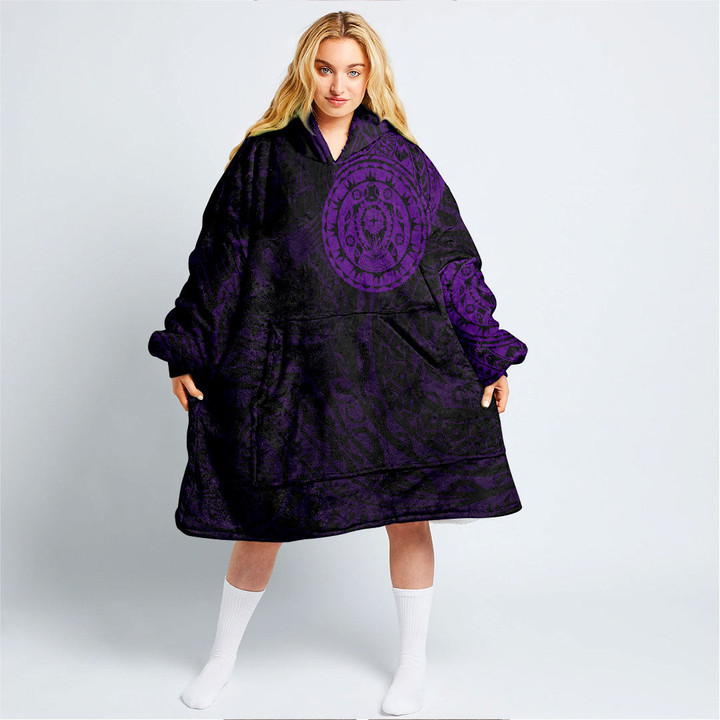 RugbyLife Clothing - Polynesian Tattoo Style Turtle - Purple Version Snug Hoodie A7 | RugbyLife