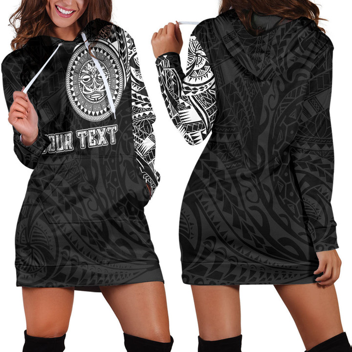 RugbyLife Clothing - (Custom) Polynesian Sun Mask Tattoo Style Hoodie Dress A7 | RugbyLife
