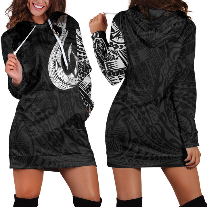 RugbyLife Clothing - Polynesian Tattoo Style Hook Hoodie Dress A7 | RugbyLife