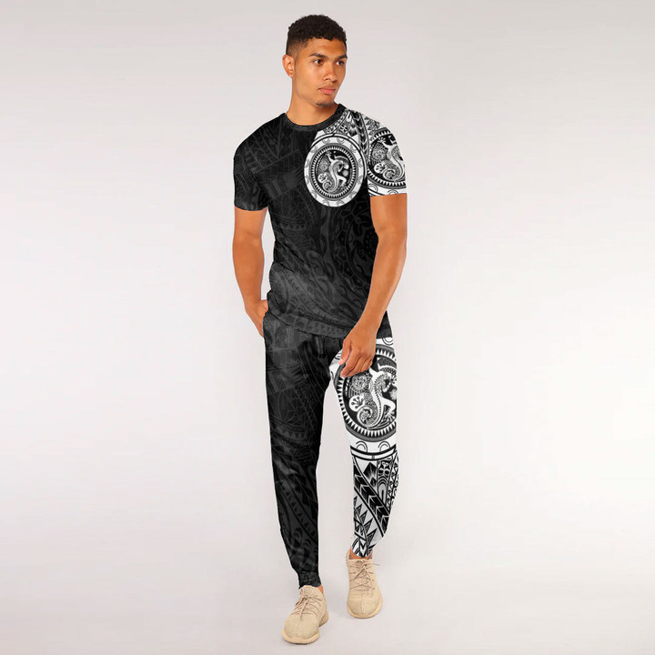 RugbyLife Clothing - Lizard Gecko Maori Polynesian Style Tattoo T-Shirt and Jogger Pants A7 | RugbyLife