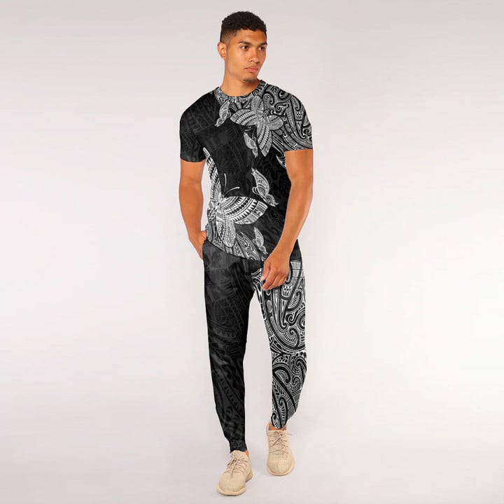 RugbyLife Clothing - Polynesian Tattoo Style Butterfly Special Version T-Shirt and Jogger Pants A7 | RugbyLife