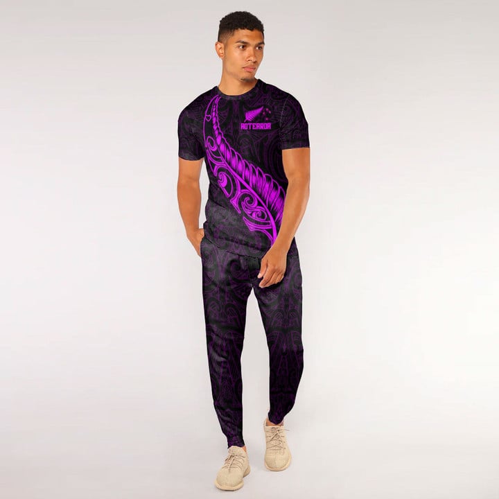 RugbyLife Clothing - (Custom) New Zealand Aotearoa Maori Fern - Pink Version T-Shirt and Jogger Pants A7 | RugbyLife