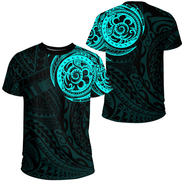 RugbyLife Clothing - Special Polynesian Tattoo Style - Cyan Version T-Shirt A7 | RugbyLife