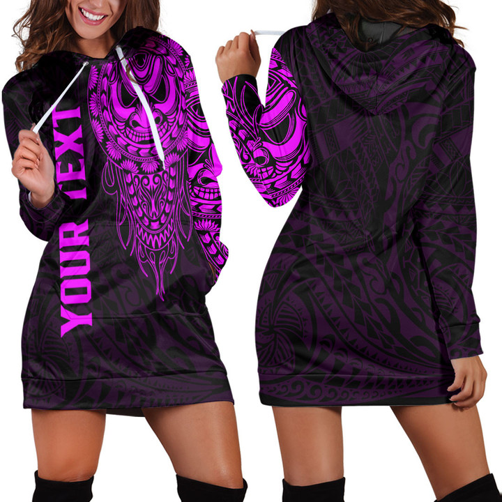 RugbyLife Clothing - (Custom) Polynesian Tattoo Style Mask Native - Pink Version Hoodie Dress A7 | RugbyLife