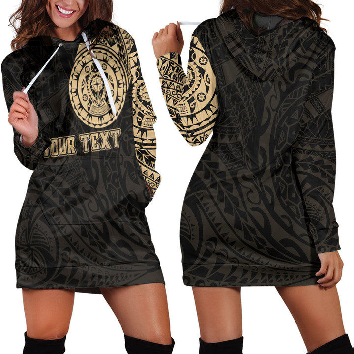 RugbyLife Clothing - (Custom) Polynesian Tattoo Style Turtle - Gold Version Hoodie Dress A7 | RugbyLife