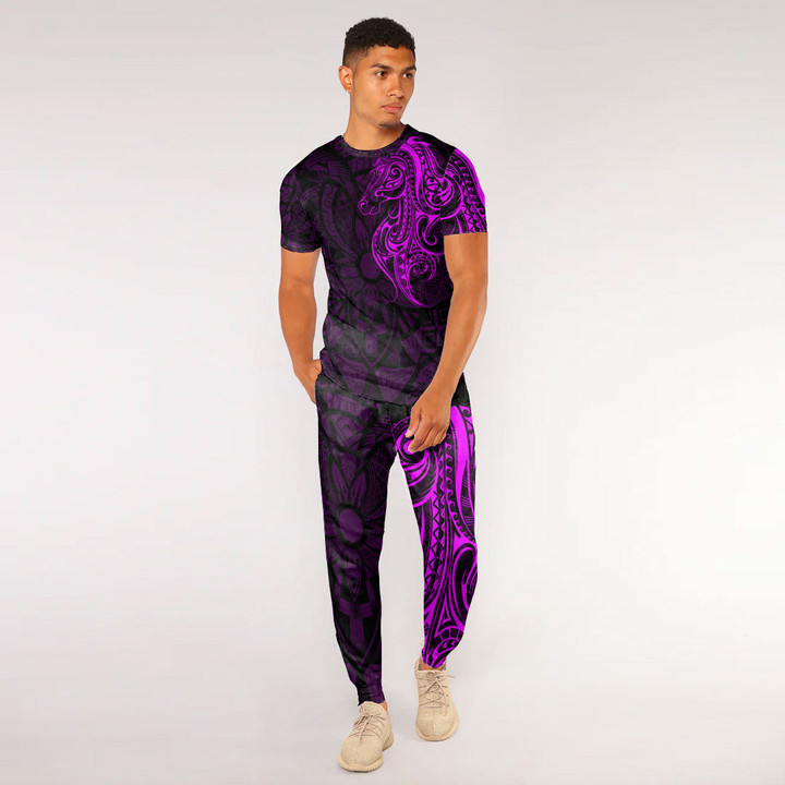 RugbyLife Clothing - Polynesian Tattoo Style Horse - Pink Version T-Shirt and Jogger Pants A7 | RugbyLife