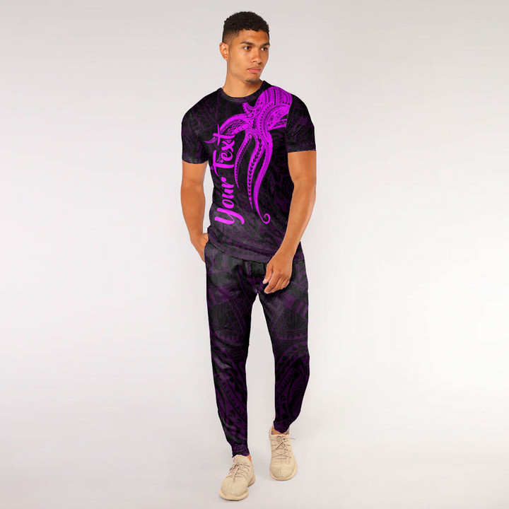 RugbyLife Clothing - Polynesian Tattoo Style Octopus Tattoo - Pink Version T-Shirt and Jogger Pants A7 | RugbyLife