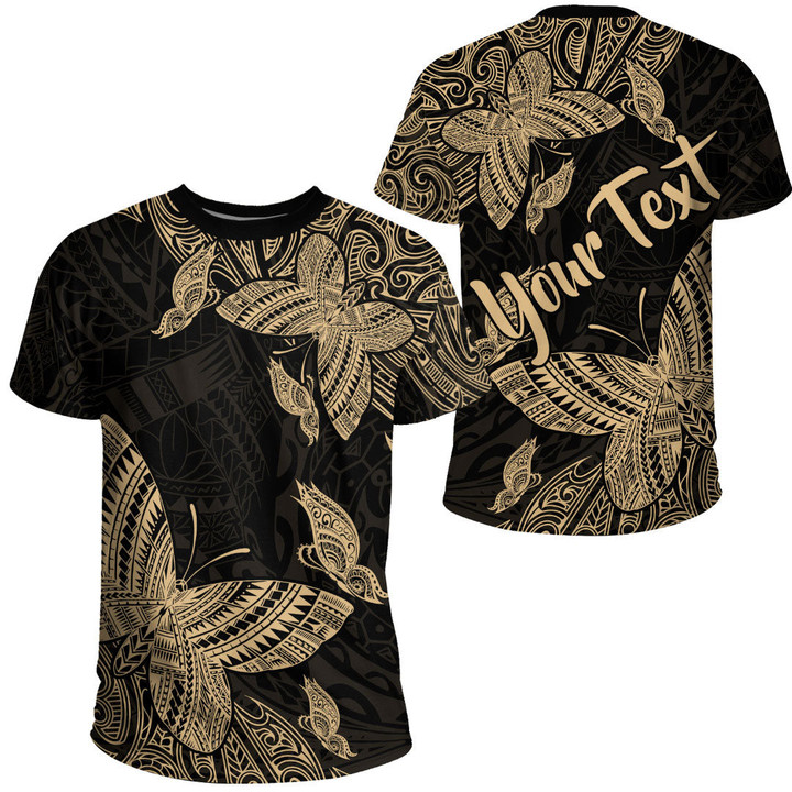 RugbyLife Clothing - (Custom) Polynesian Tattoo Style Butterfly Special Version - Gold Version T-Shirt A7 | RugbyLife