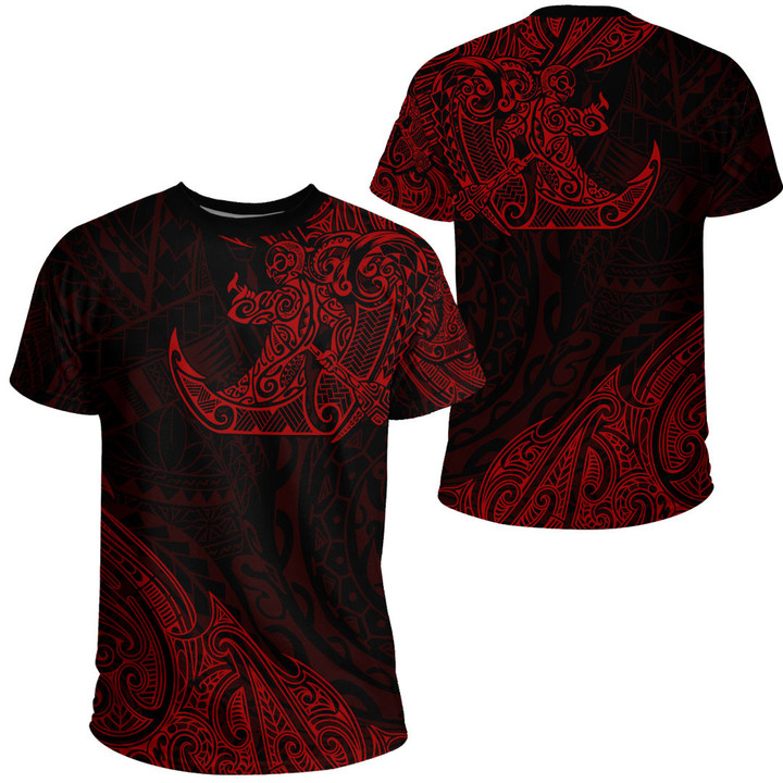 RugbyLife Clothing - Polynesian Tattoo Style Surfing - Red Version T-Shirt A7 | RugbyLife