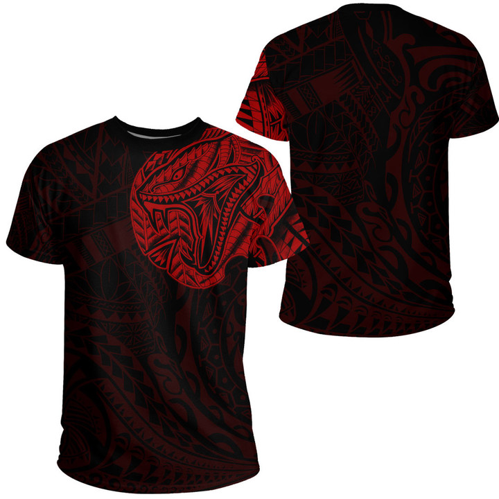 RugbyLife Clothing - Polynesian Tattoo Style Snake - Red Version T-Shirt A7 | RugbyLife