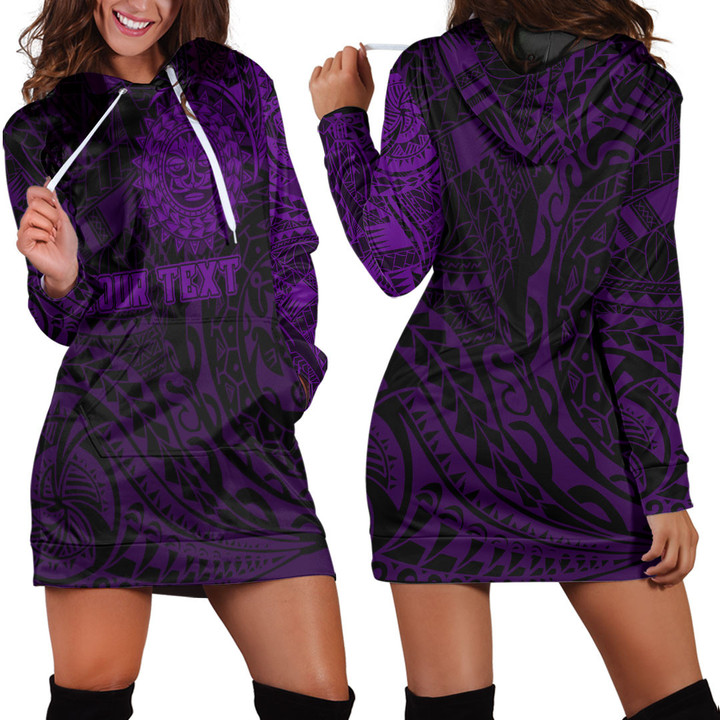 RugbyLife Clothing - (Custom) Polynesian Sun Tattoo Style - Purple Version Hoodie Dress A7 | RugbyLife