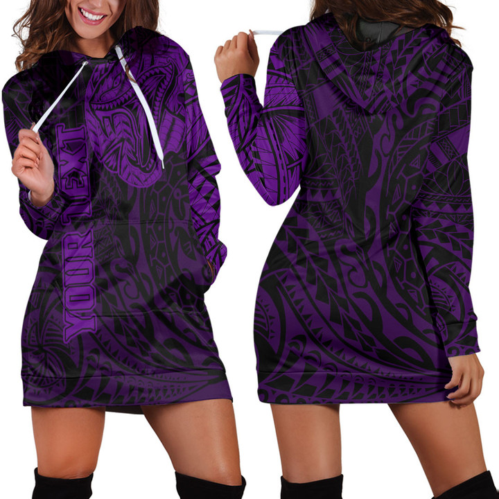 RugbyLife Clothing - (Custom) Polynesian Tattoo Style Snake - Purple Version Hoodie Dress A7 | RugbyLife