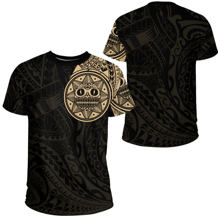 RugbyLife Clothing - Polynesian Tattoo Style Sun - Gold Version T-Shirt A7 | RugbyLife