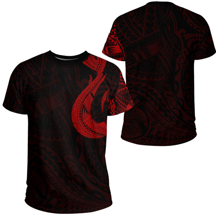 RugbyLife Clothing - Polynesian Tattoo Style Hook - Red Version T-Shirt A7 | RugbyLife