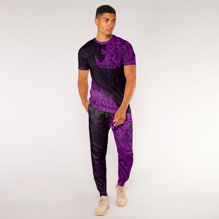 RugbyLife Clothing - Polynesian Tattoo Style Surfing - Pink Version T-Shirt and Jogger Pants A7 | RugbyLife