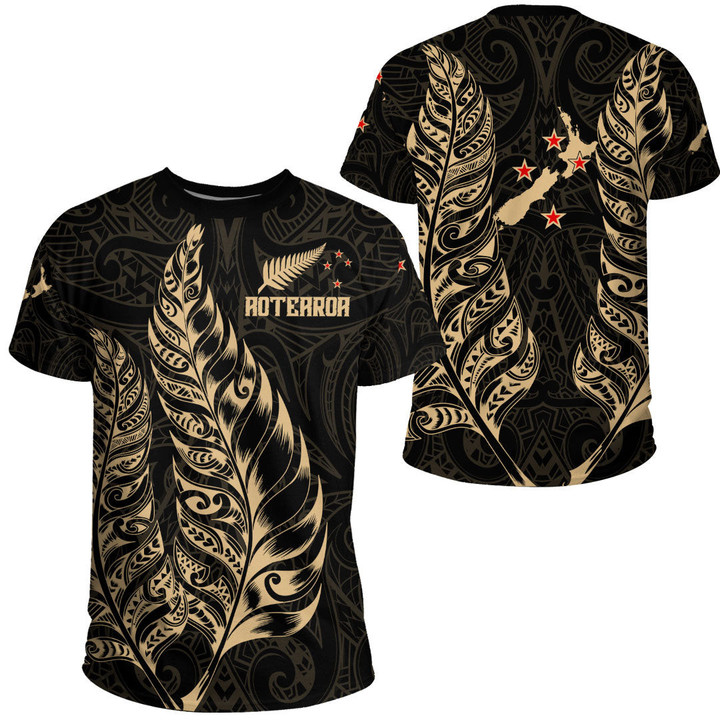 RugbyLife Clothing - New Zealand Aotearoa Maori Silver Fern New - Gold Version T-Shirt A7 | RugbyLife