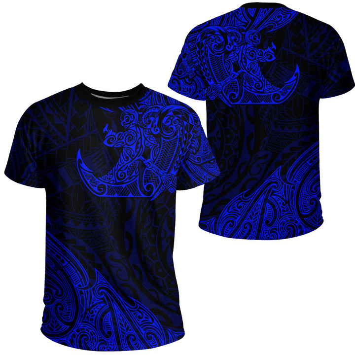 RugbyLife Clothing - Polynesian Tattoo Style Surfing - Blue Version T-Shirt A7 | RugbyLife