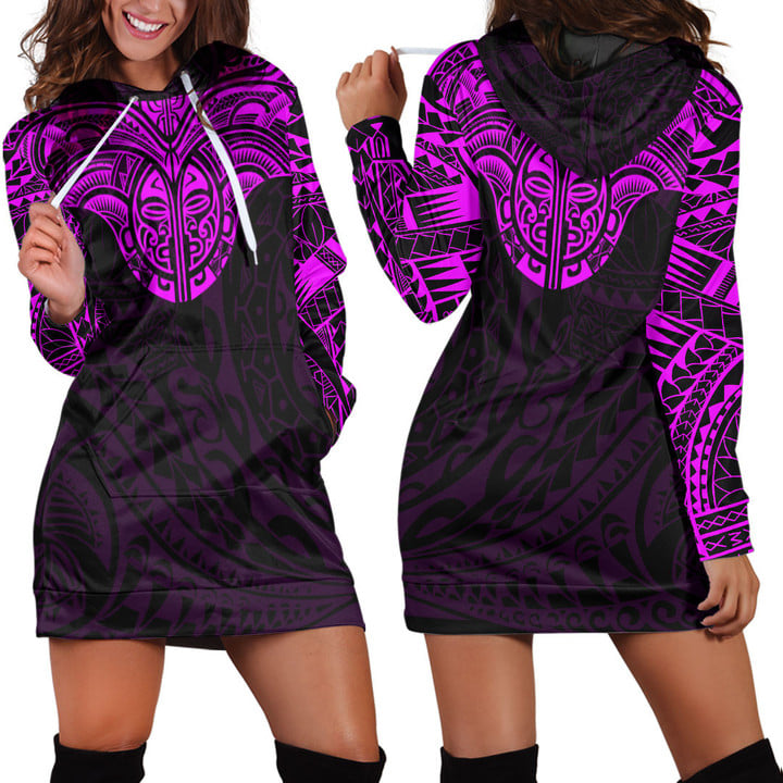 RugbyLife Clothing - Polynesian Tattoo Style Tattoo - Pink Version Hoodie Dress A7 | RugbyLife