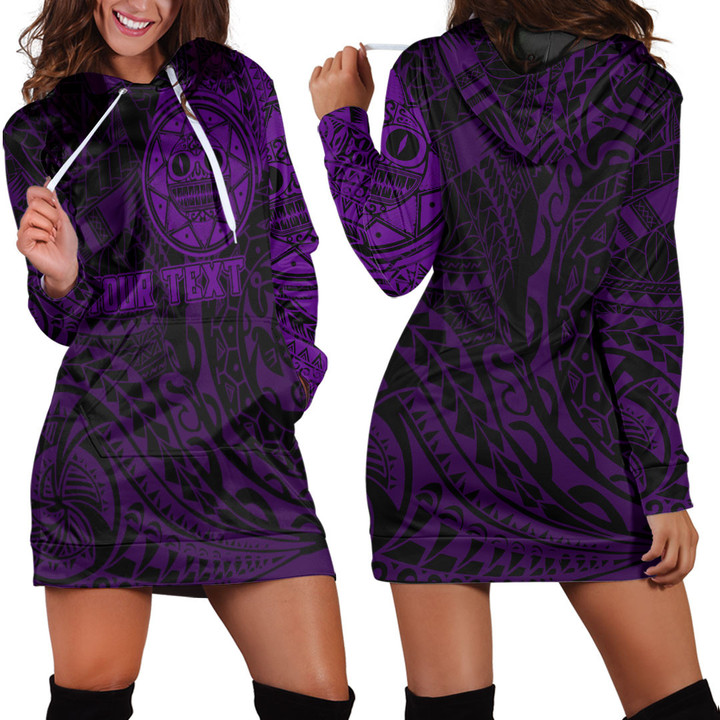RugbyLife Clothing - (Custom) Polynesian Tattoo Style Sun - Purple Version Hoodie Dress A7 | RugbyLife
