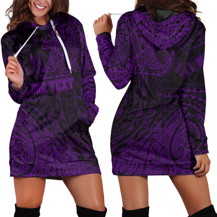 RugbyLife Clothing - (Custom) Polynesian Tattoo Style Surfing - Purple Version Hoodie Dress A7 | RugbyLife