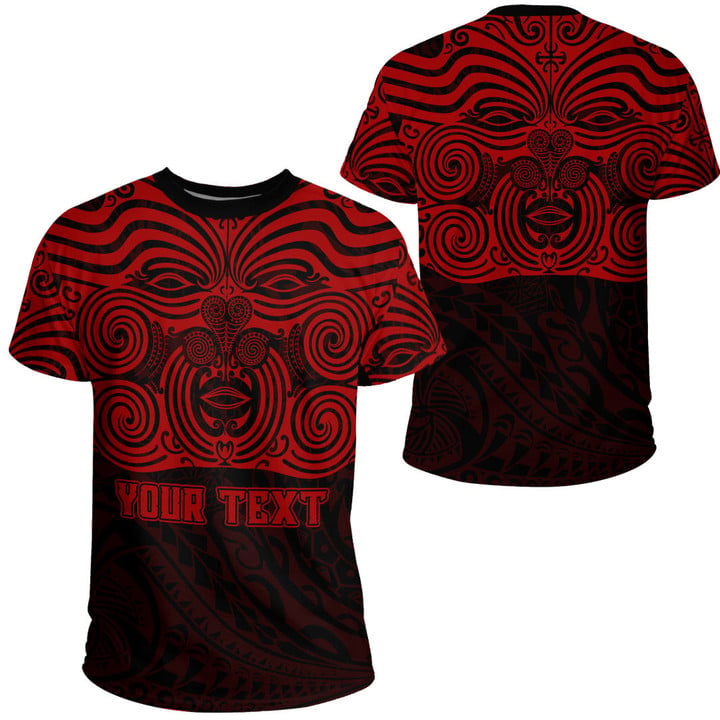 RugbyLife Clothing - (Custom) Polynesian Tattoo Style Maori Traditional Mask - Red Version T-Shirt A7 | RugbyLife