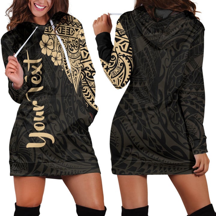 RugbyLife Clothing - (Custom) Polynesian Tattoo Style Melanesian Style Aboriginal Tattoo - Gold Version Hoodie Dress A7 | RugbyLife