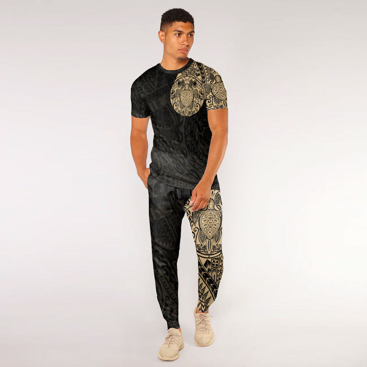 RugbyLife Clothing - Polynesian Tattoo Style - Gold Version T-Shirt and Jogger Pants A7 | RugbyLife