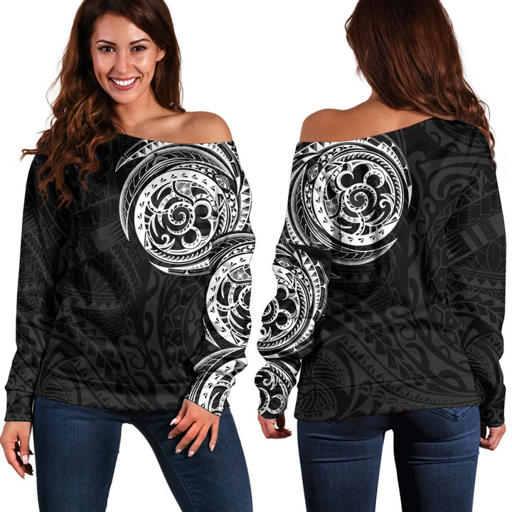 RugbyLife Clothing - Special Polynesian Tattoo Style Off Shoulder Sweater A7 | RugbyLife