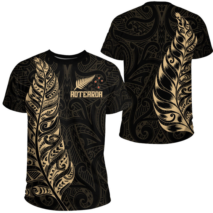 RugbyLife Clothing - New Zealand Aotearoa Maori Silver Fern - Gold Version T-Shirt A7 | RugbyLife