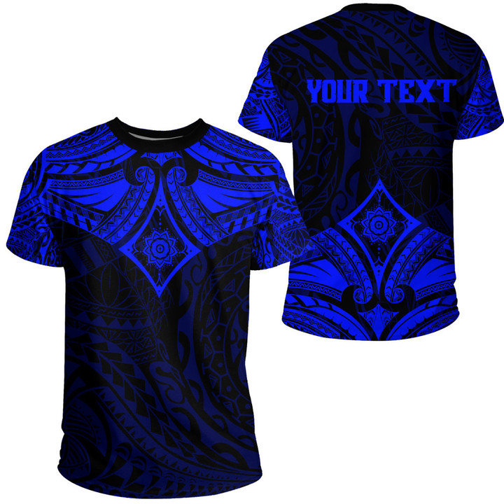 RugbyLife Clothing - (Custom) Polynesian Tattoo Style Flower - Blue Version T-Shirt A7 | RugbyLife