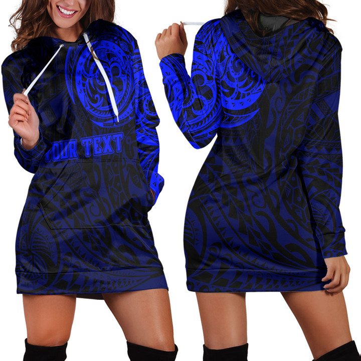 RugbyLife Clothing - (Custom) Special Polynesian Tattoo Style - Blue Version Hoodie Dress A7 | RugbyLife