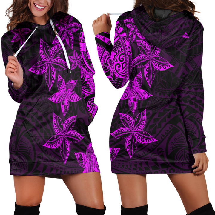 RugbyLife Clothing - Polynesian Tattoo Style - Pink Version Hoodie Dress A7 | RugbyLife