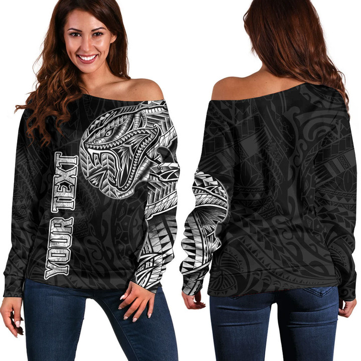 RugbyLife Clothing - (Custom) Polynesian Tattoo Style Snake Off Shoulder Sweater A7 | RugbyLife