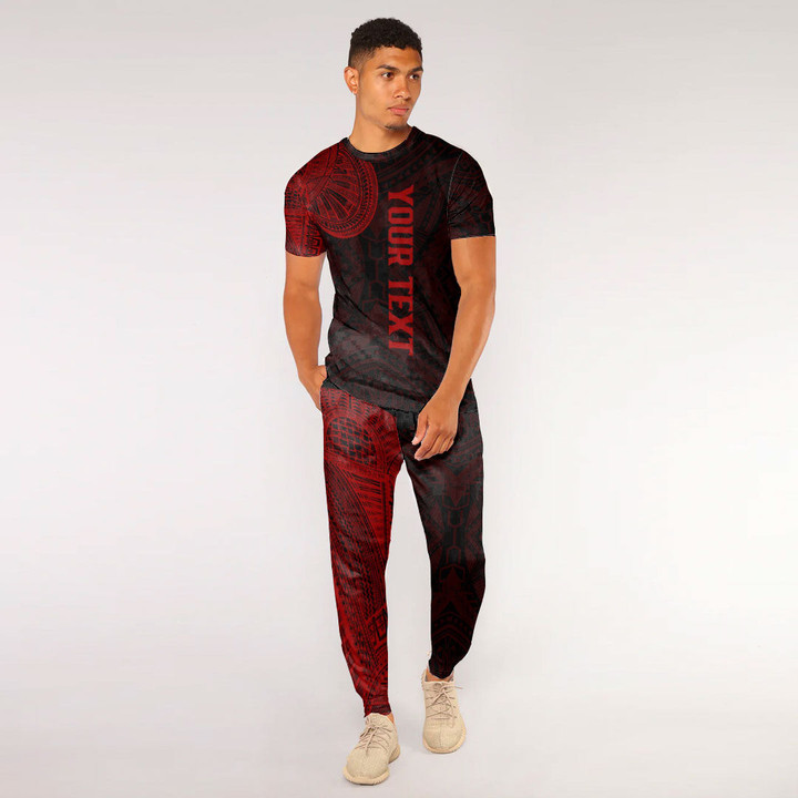 RugbyLife Clothing - (Custom) Polynesian Tattoo Style - Red Version T-Shirt and Jogger Pants A7 | RugbyLife