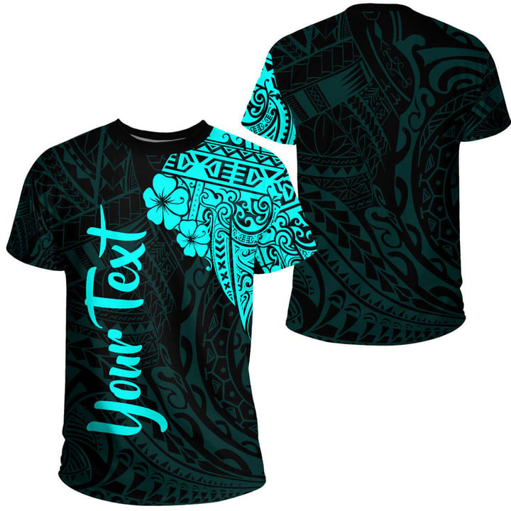 RugbyLife Clothing - (Custom) Polynesian Tattoo Style Melanesian Style Aboriginal Tattoo - Cyan Version T-Shirt A7 | RugbyLife