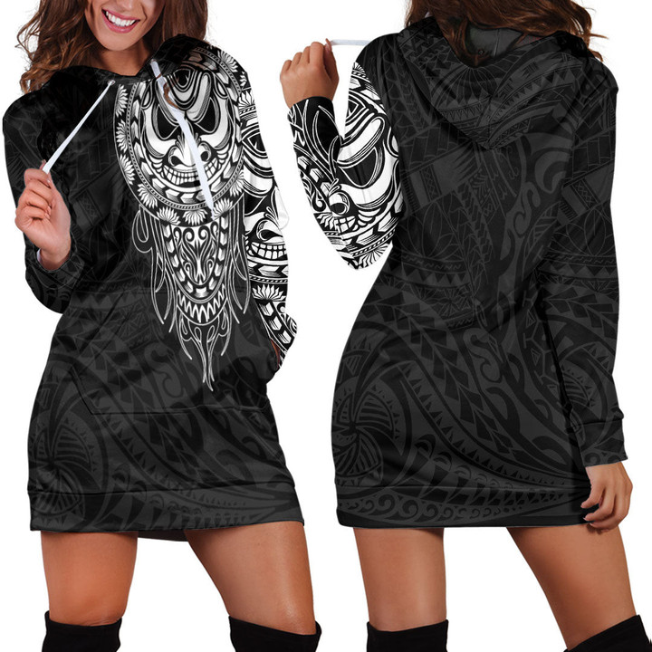 RugbyLife Clothing - Polynesian Tattoo Style Mask Native Hoodie Dress A7 | RugbyLife