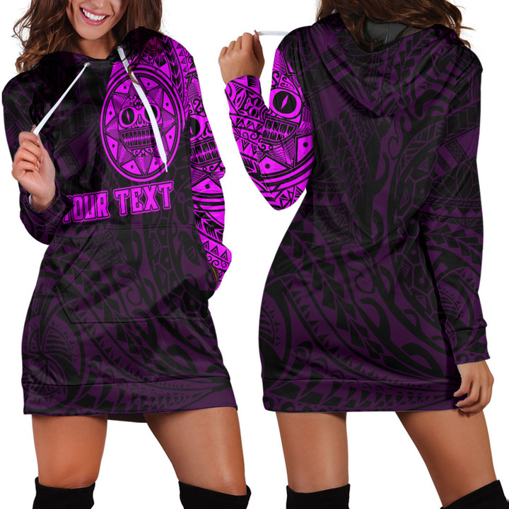 RugbyLife Clothing - (Custom) Polynesian Tattoo Style Sun - Pink Version Hoodie Dress A7 | RugbyLife