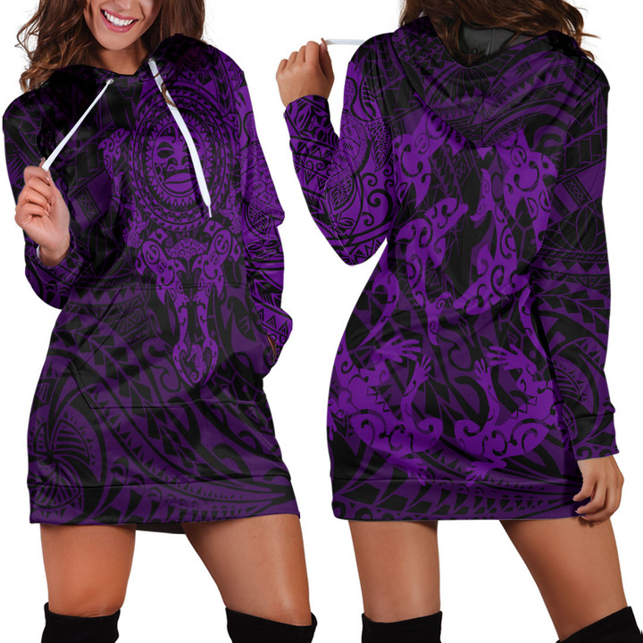 RugbyLife Clothing - Polynesian Tattoo Style Maori - Special Tattoo - Purple Version Hoodie Dress A7 | RugbyLife