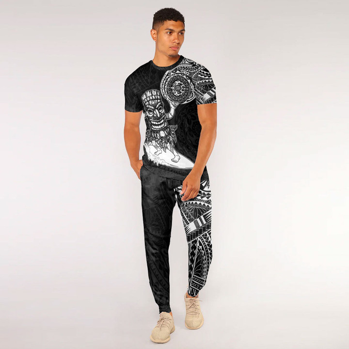 RugbyLife Clothing - Polynesian Tattoo Style Tiki Surfing T-Shirt and Jogger Pants A7 | RugbyLife